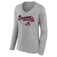 Atlanta Braves Women's Team Lockup Long Sleeve V-Neck T-Shirt - MLB