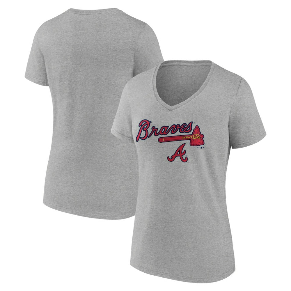 Atlanta Braves Women's Team Lockup V-Neck T-Shirt - MLB