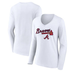 Atlanta Braves Women's Team Lockup Long Sleeve V-Neck T-Shirt - MLB
