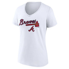 Atlanta Braves Women's Team Lockup V-Neck T-Shirt - MLB