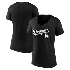 Los Angeles Dodgers Women's Team Lockup V-Neck T-Shirt - MLB