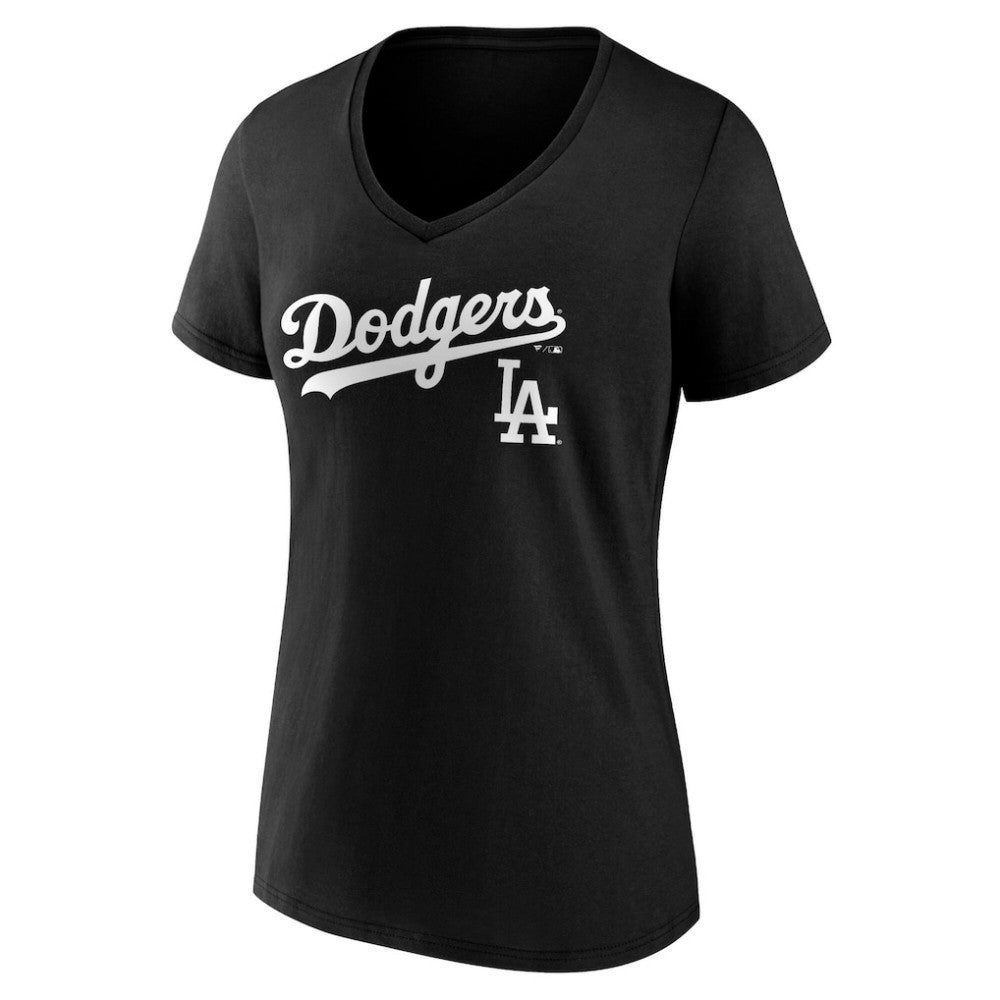 Los Angeles Dodgers Women's Team Lockup V-Neck T-Shirt - MLB