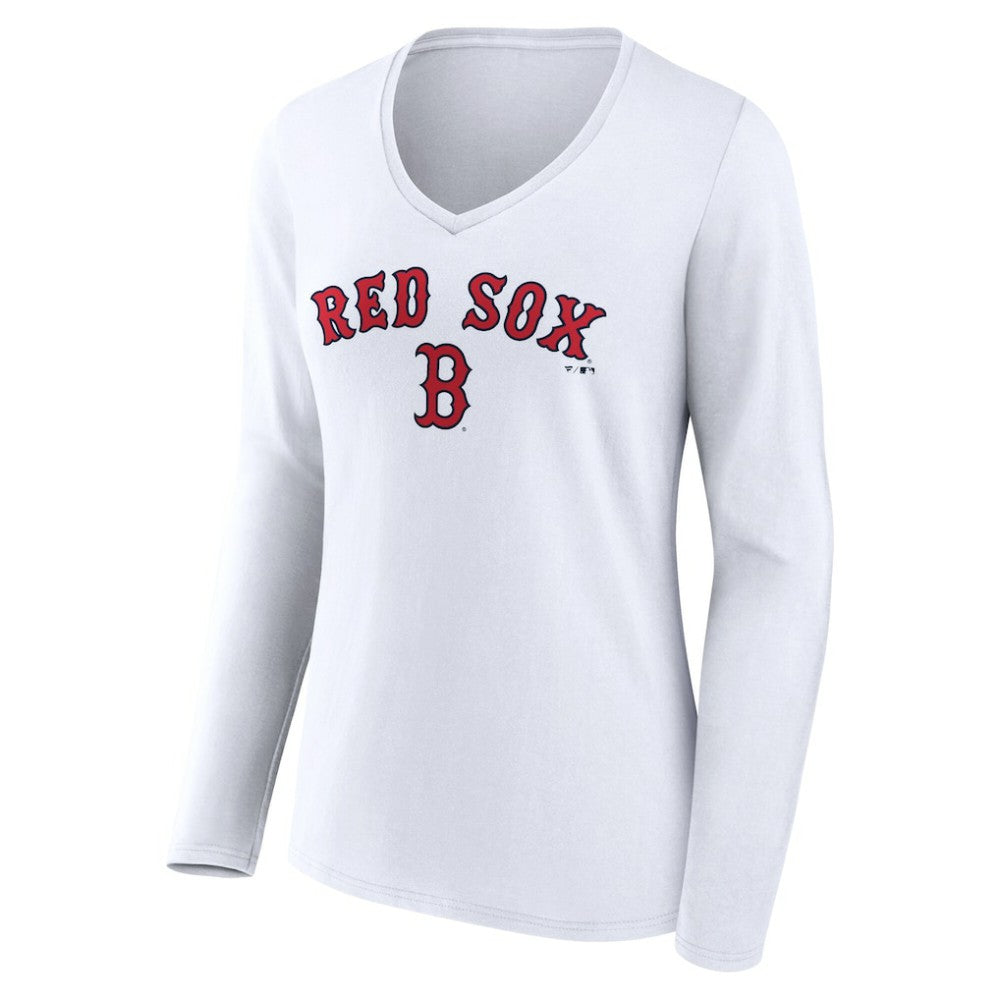 Boston Red Sox Women's Team Lockup Long Sleeve V-Neck T-Shirt - MLB