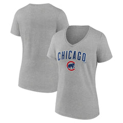 Chicago Cubs Women's Team Lockup V-Neck T-Shirt - MLB