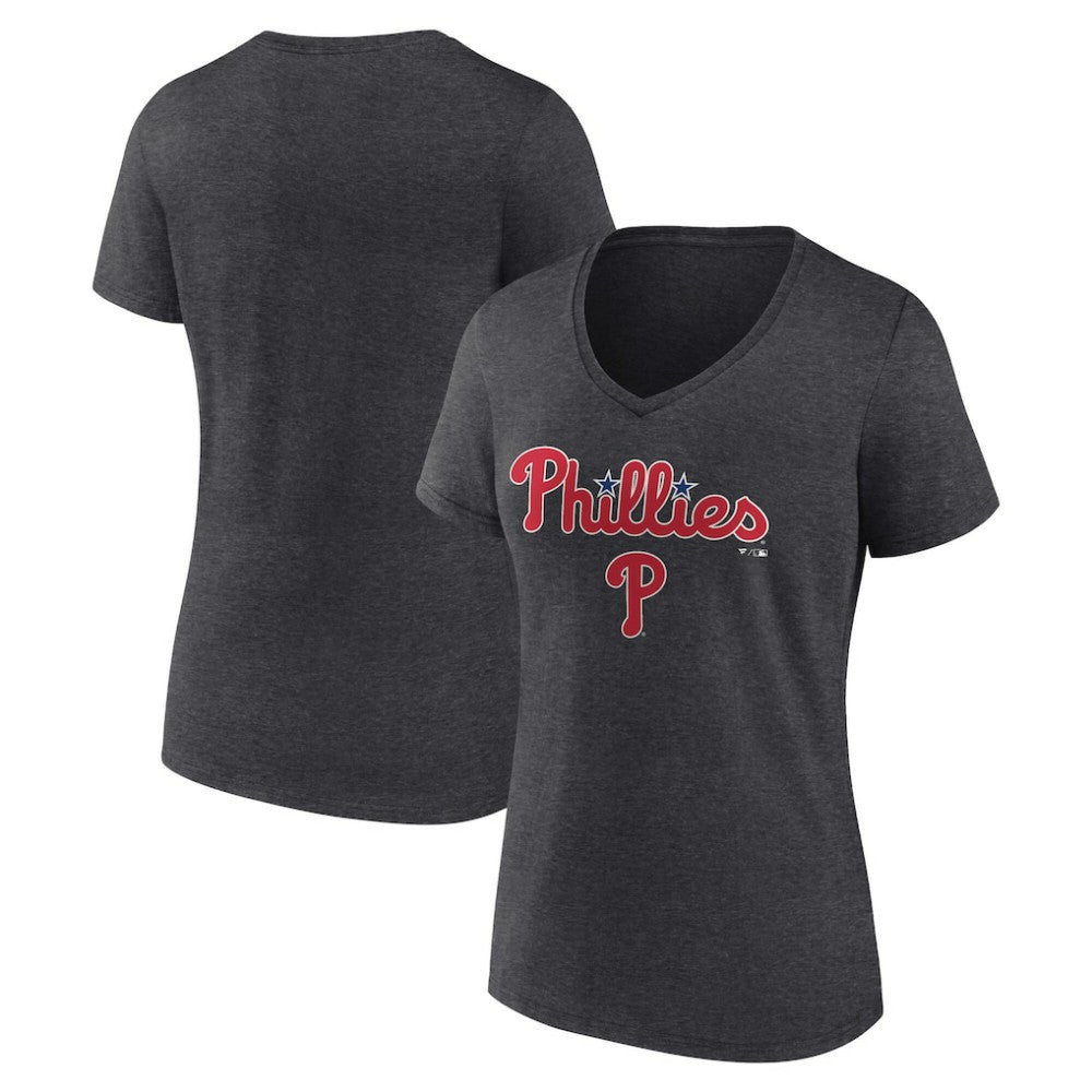 Philadelphia Phillies Women's Team Lockup V-Neck T-Shirt - MLB