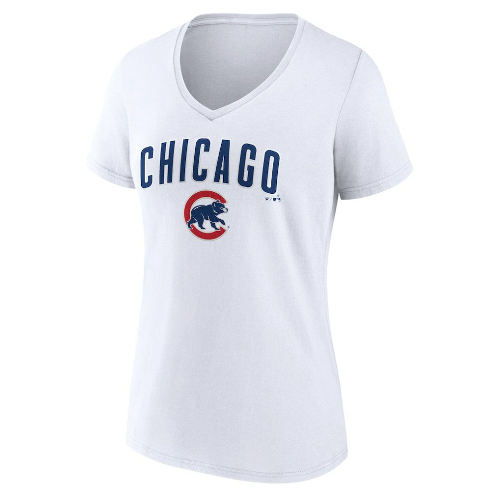 Chicago Cubs Women's Team Lockup V-Neck T-Shirt - MLB