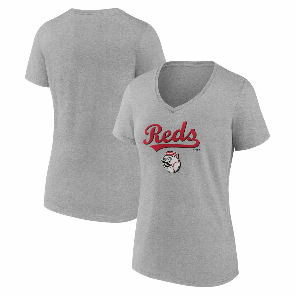 Cincinnati Reds Women's Team Lockup V-Neck T-Shirt - MLB