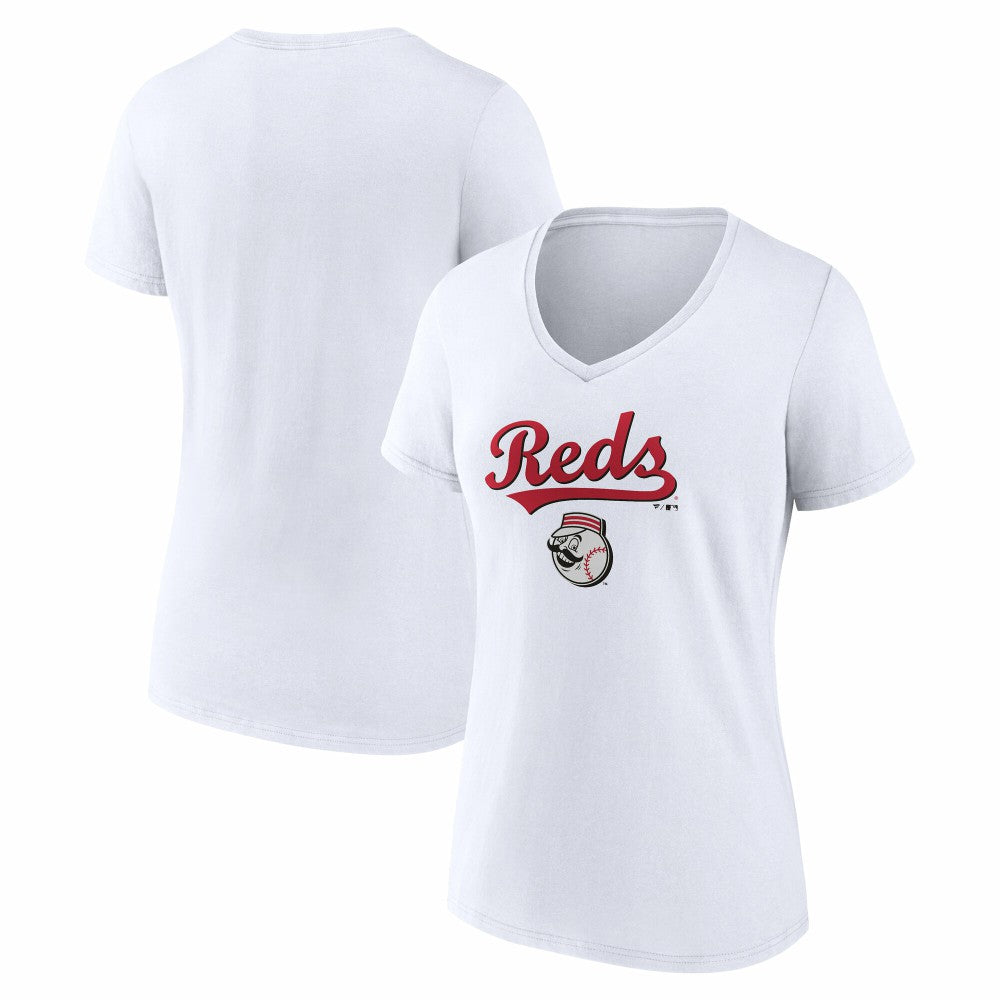 Cincinnati Reds Women's Team Lockup V-Neck T-Shirt - MLB