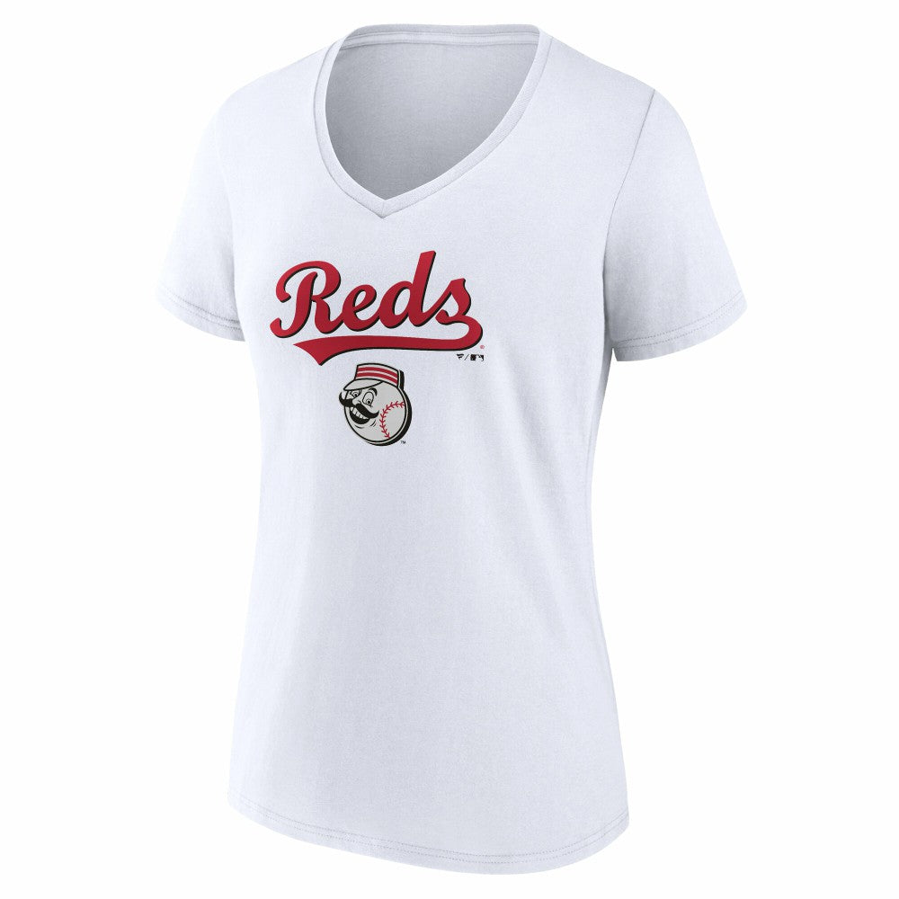 Cincinnati Reds Women's Team Lockup V-Neck T-Shirt - MLB