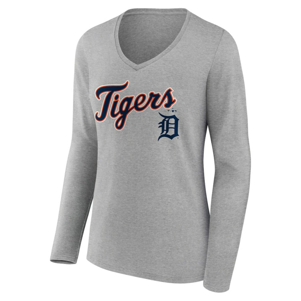 Detroit Tigers Women's Team Lockup Long Sleeve V-Neck T-Shirt - MLB