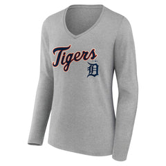 Detroit Tigers Women's Team Lockup Long Sleeve V-Neck T-Shirt - MLB