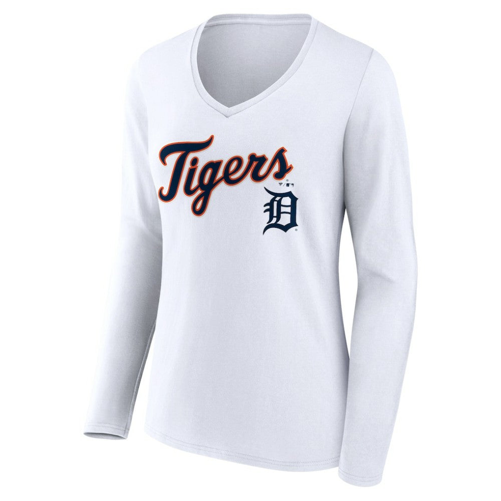 Detroit Tigers Women's Team Lockup Long Sleeve V-Neck T-Shirt - MLB