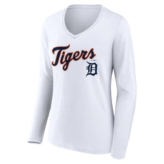 Detroit Tigers Women's Team Lockup Long Sleeve V-Neck T-Shirt - MLB