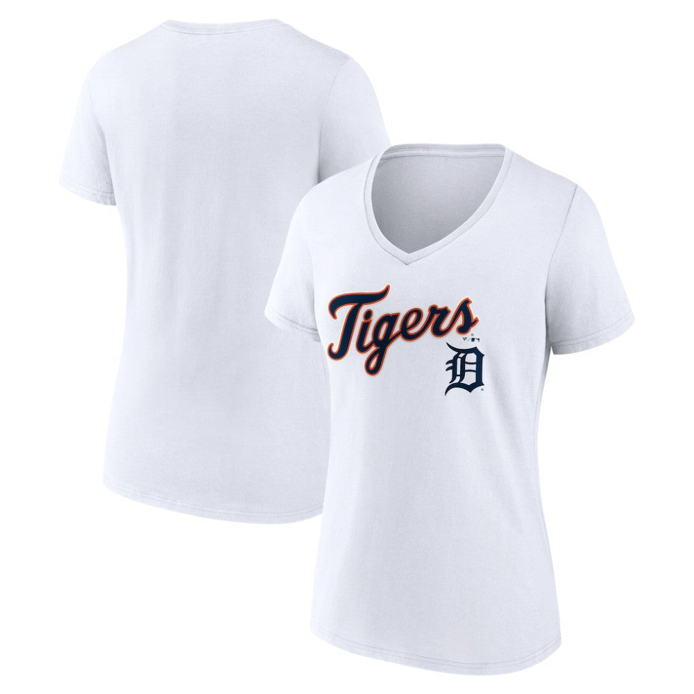 Detroit Tigers Women's Team Lockup V-Neck T-Shirt - MLB