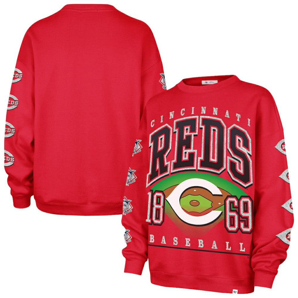 Cincinnati Reds '47 Women's Trendy Team Go Big Oversized Sweatshirt - MLB