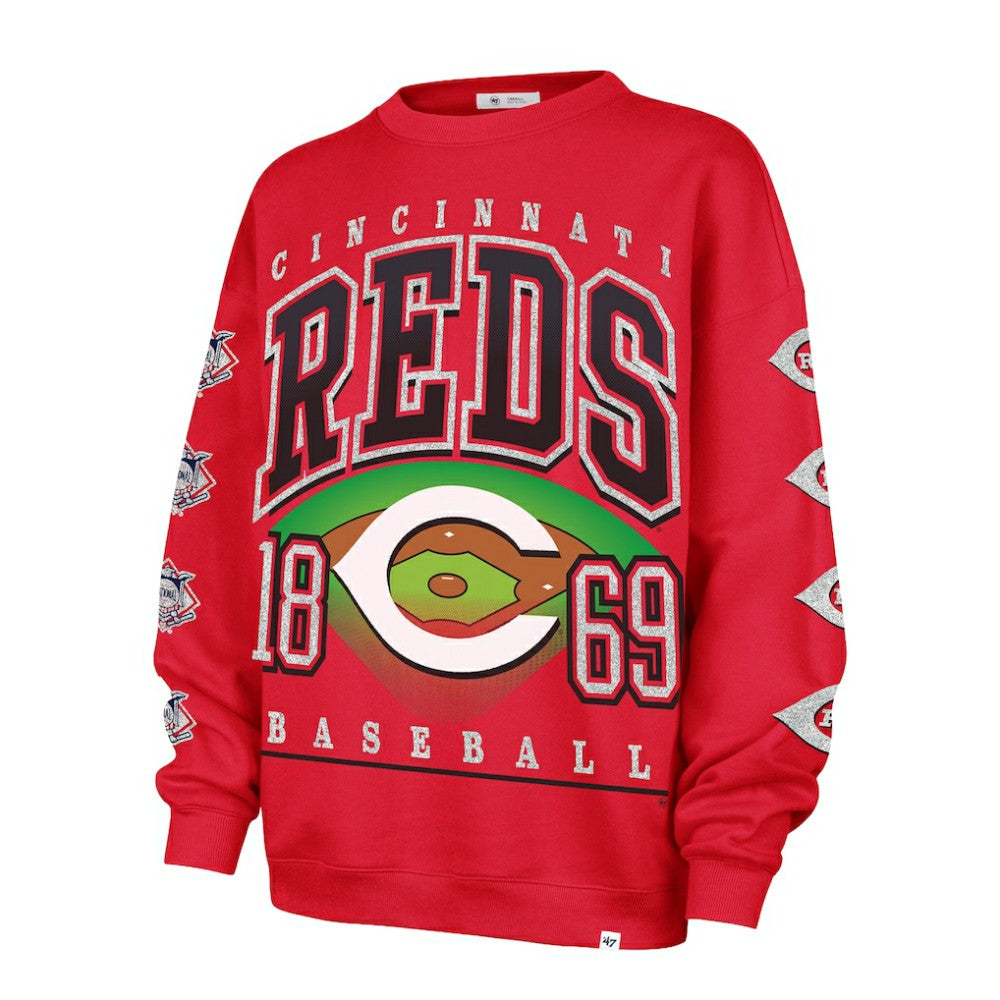 Cincinnati Reds '47 Women's Trendy Team Go Big Oversized Sweatshirt - MLB