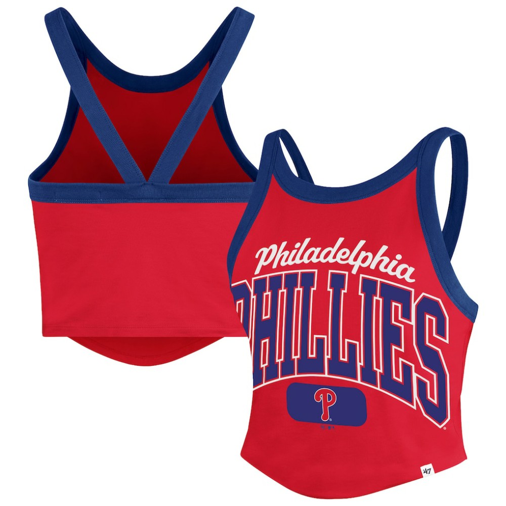 Philadelphia Phillies '47 Women's Trendy Team Rally Sporty Cropped Racerback Tank Top - MLB