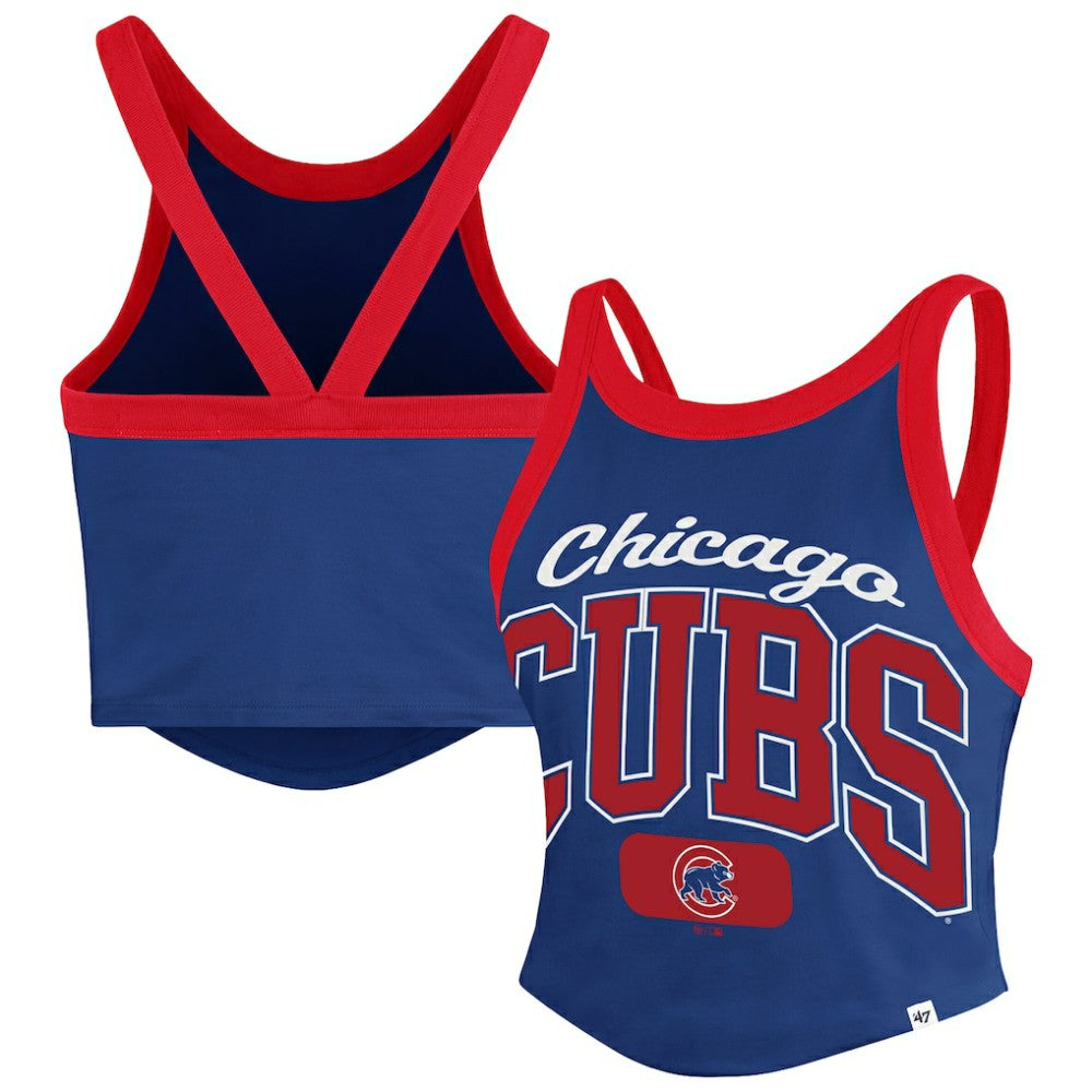 Chicago Cubs '47 Women's Trendy Team Rally Sporty Cropped Racerback Tank Top - MLB