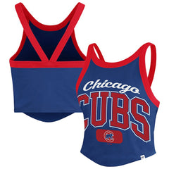 Chicago Cubs '47 Women's Trendy Team Rally Sporty Cropped Racerback Tank Top - MLB