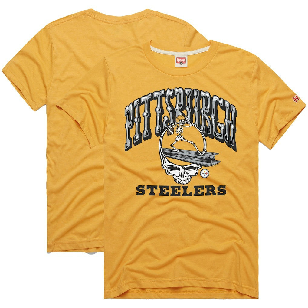 Pittsburgh Steelers Homage NFL x Grateful Dead Tri-Blend T-Shirt Gold | NFL