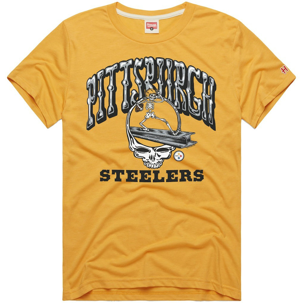Pittsburgh Steelers Homage NFL x Grateful Dead Tri-Blend T-Shirt Gold | NFL