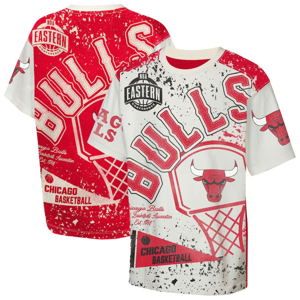 Chicago Bulls Outerstuff Youth Top Player All-Over-Print T-Shirt Cream - NBA