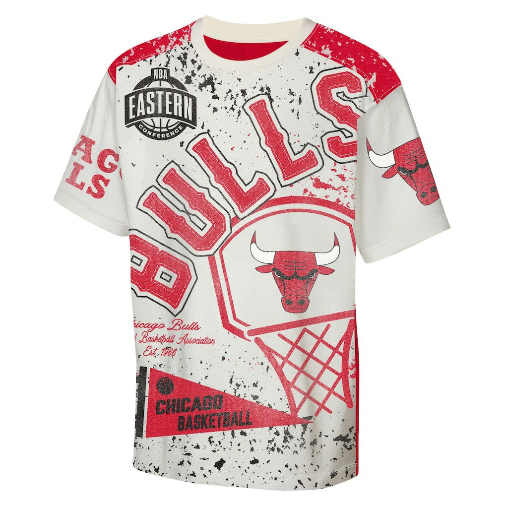 Chicago Bulls Outerstuff Youth Top Player All-Over-Print T-Shirt Cream - NBA