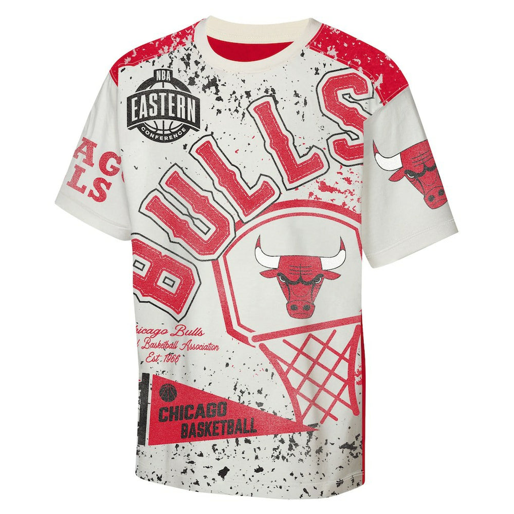 Chicago Bulls Outerstuff Youth Top Player All-Over-Print T-Shirt Cream - NBA