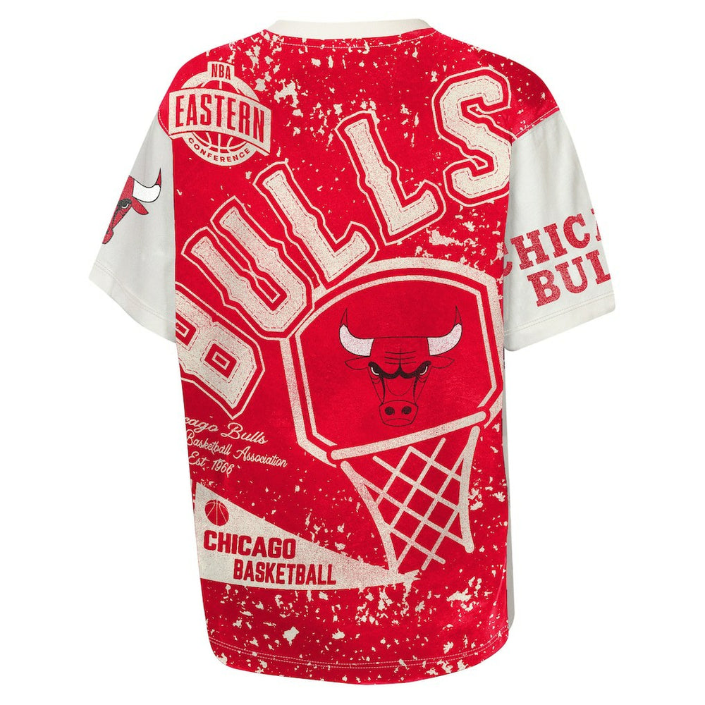 Chicago Bulls Outerstuff Youth Top Player All-Over-Print T-Shirt Cream - NBA