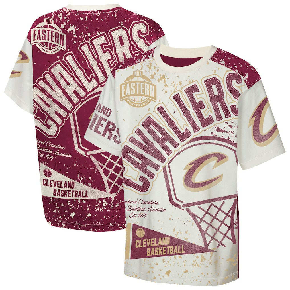 Cleveland Cavaliers Outerstuff Youth Top Player All-Over-Print T-Shirt Cream - NBA