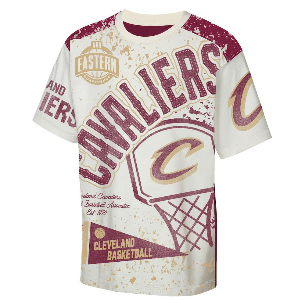 Cleveland Cavaliers Outerstuff Youth Top Player All-Over-Print T-Shirt Cream - NBA