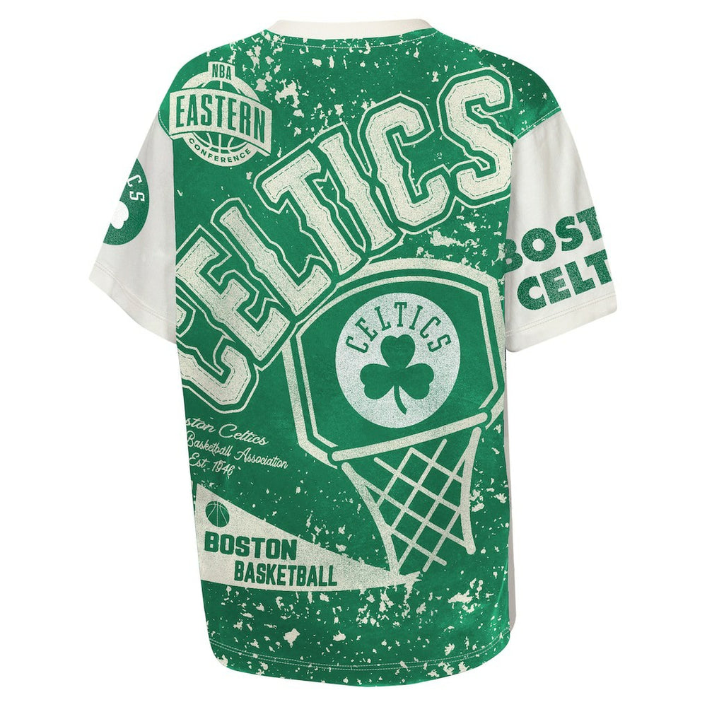 Boston Celtics Outerstuff Youth Top Player All-Over-Print T-Shirt Cream - NBA