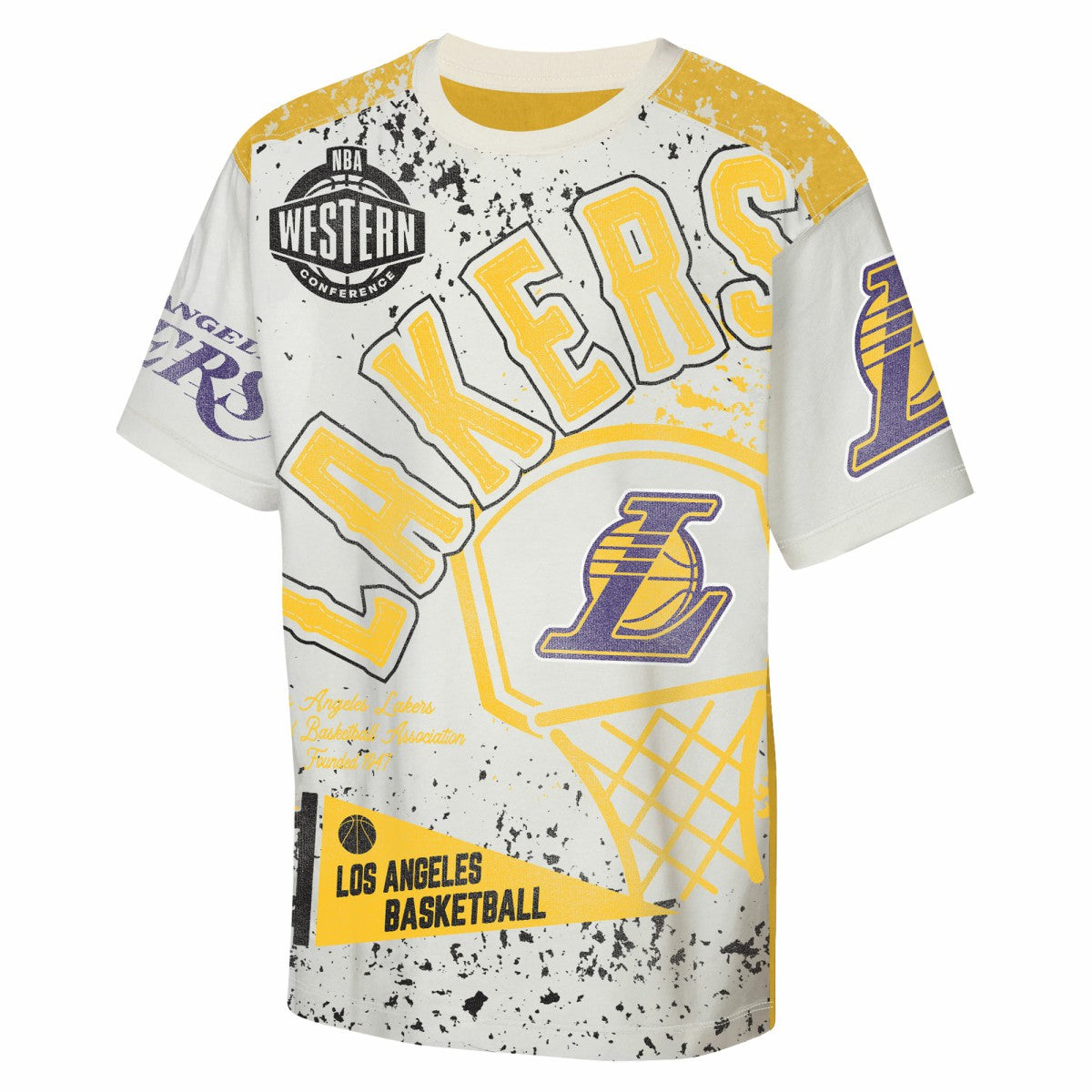 Los Angeles Lakers Outerstuff Youth Top Player All-Over-Print T-Shirt Cream - NBA