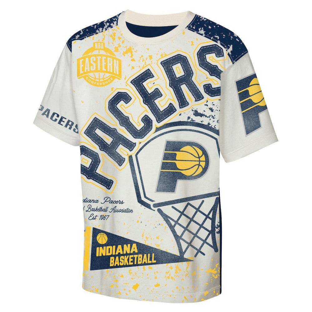 Indiana Pacers Outerstuff Youth Top Player All-Over-Print T-Shirt Cream - NBA