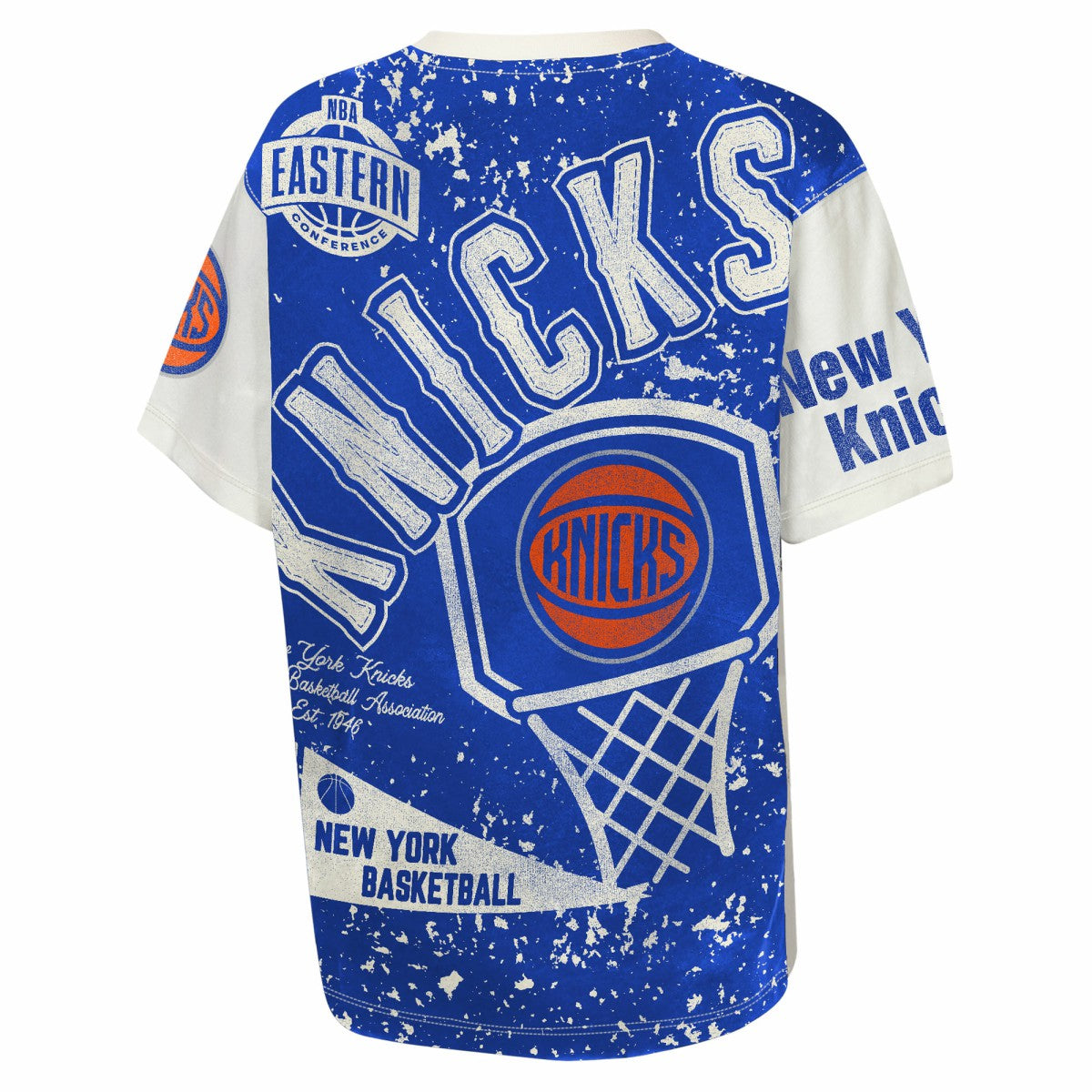 New York Knicks Outerstuff Youth Top Player All-Over-Print T-Shirt Cream - NBA