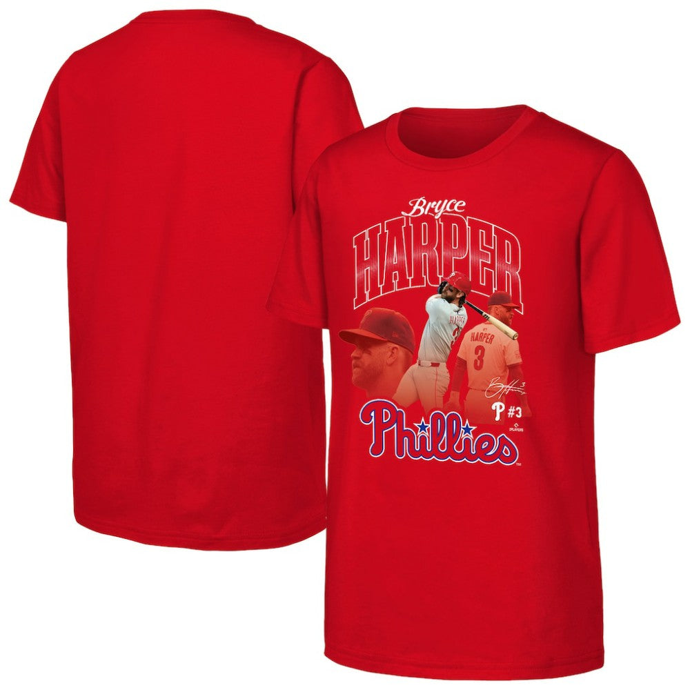 Bryce Harper Philadelphia Phillies Outerstuff Youth Triple Player Graphic T-Shirt - MLB