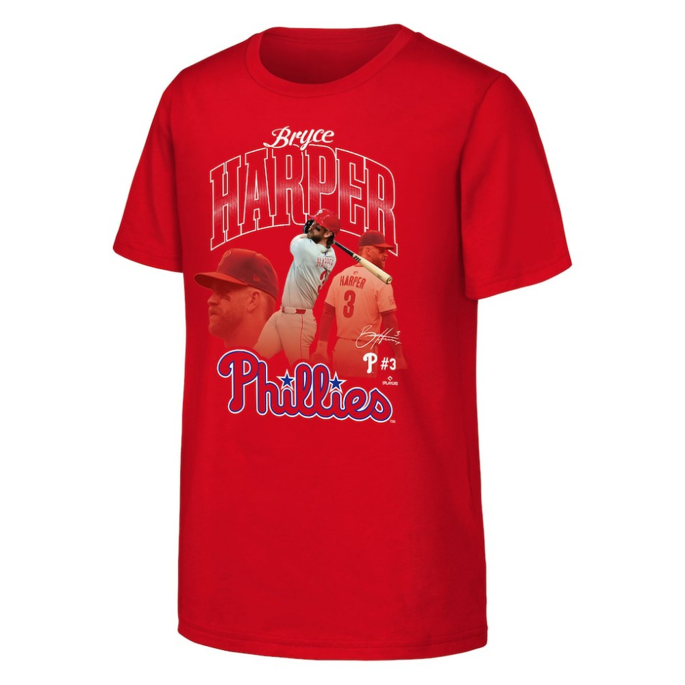 Bryce Harper Philadelphia Phillies Outerstuff Youth Triple Player Graphic T-Shirt - MLB