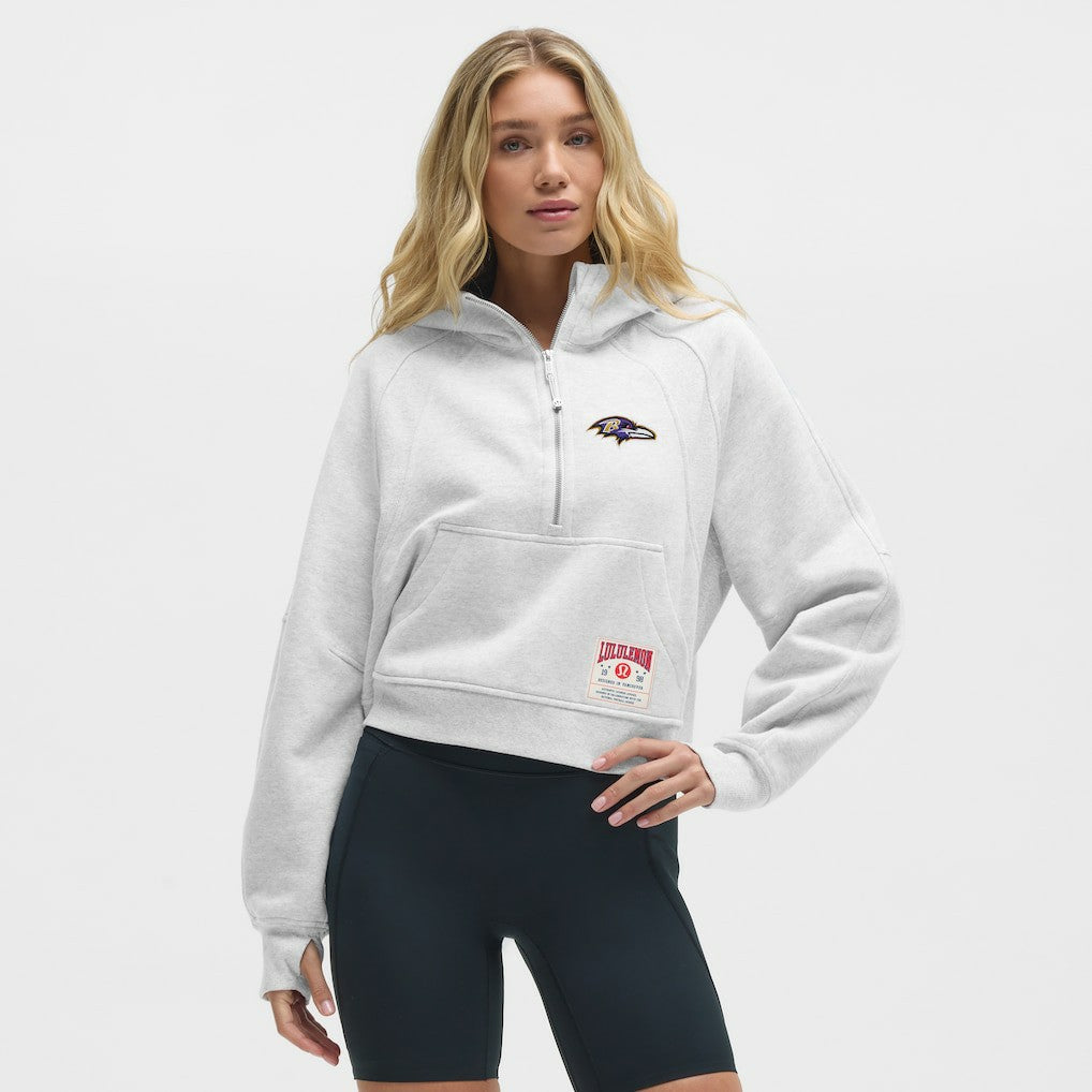 Baltimore Ravens lululemon Women's Scuba Oversized Half-Zip Hoodie Heathered Core Ultra Light Grey | NFL