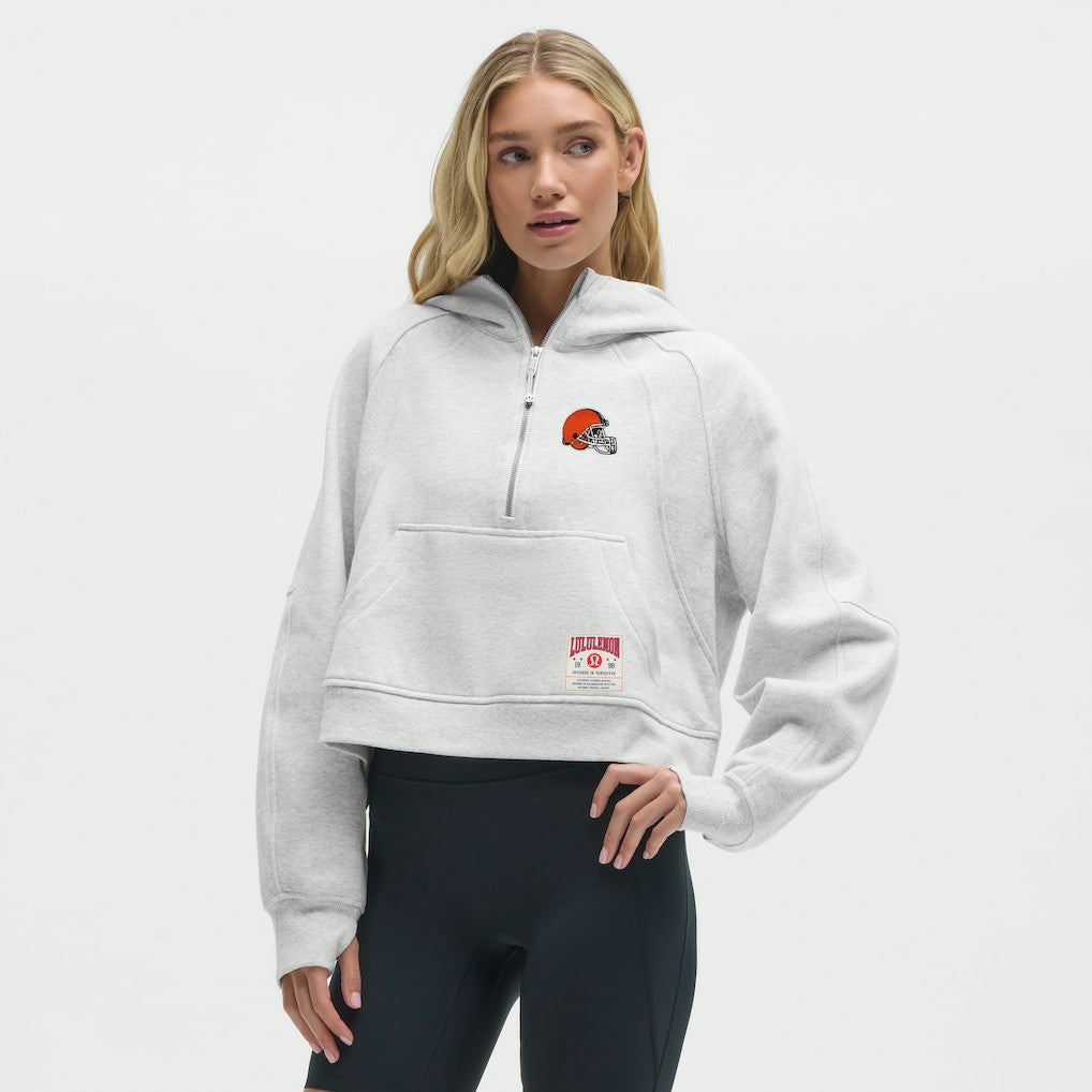 Cleveland Browns lululemon Women's Scuba Oversized Half-Zip Hoodie Heathered Core Ultra Light Grey | NFL