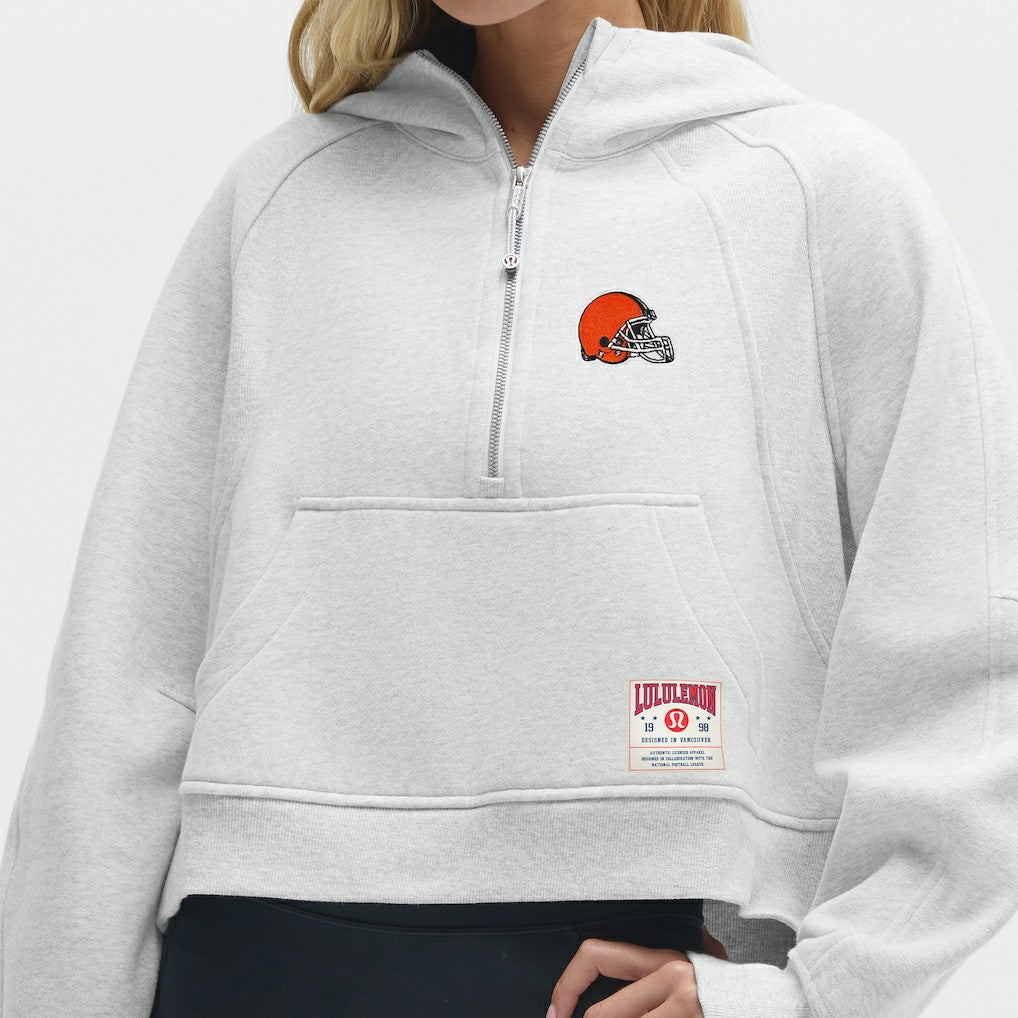 Cleveland Browns lululemon Women's Scuba Oversized Half-Zip Hoodie Heathered Core Ultra Light Grey | NFL