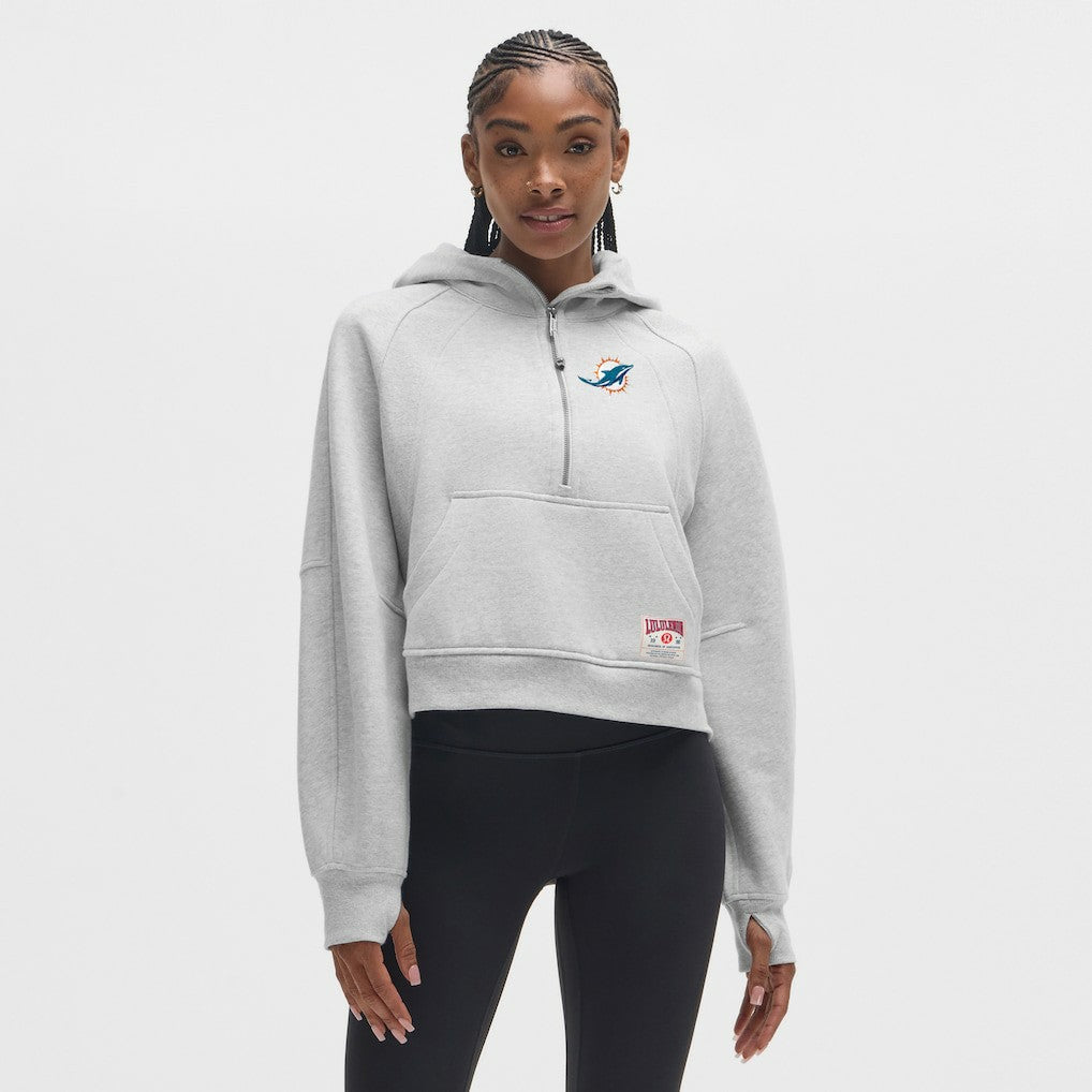 Miami Dolphins lululemon Women's Scuba Oversized Half-Zip Hoodie Heathered Core Ultra Light Grey | NFL