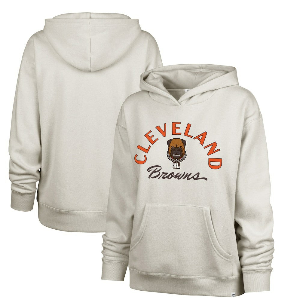 Cleveland Browns '47 Women's Dawg Pound XL Whirlwind Naomi Pullover Hoodie Cream | 47 brand