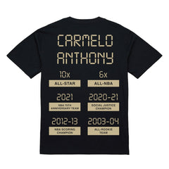 Carmelo Anthony Denver Nuggets Male Adult Black NBA ULTIMATE PLAYER GOLD TEE - NBA