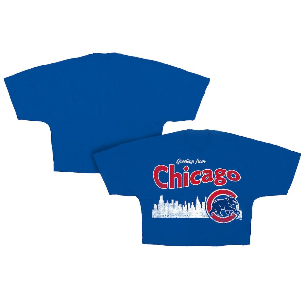 Chicago Cubs Fanatics Women's Skyline Cropped T-Shirt - MLB
