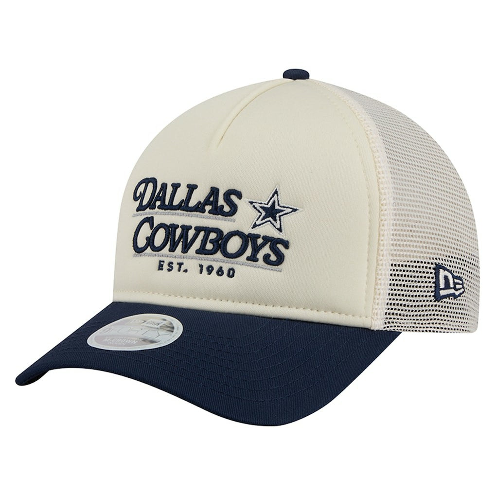 Dallas Cowboys New Era Women's Retro A-Frame 9FORTY Adjustable Hat Cream/Navy | NFL