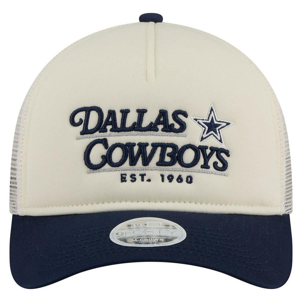 Dallas Cowboys New Era Women's Retro A-Frame 9FORTY Adjustable Hat Cream/Navy | NFL