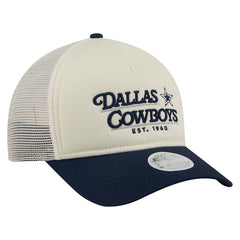 Dallas Cowboys New Era Women's Retro A-Frame 9FORTY Adjustable Hat Cream/Navy | NFL