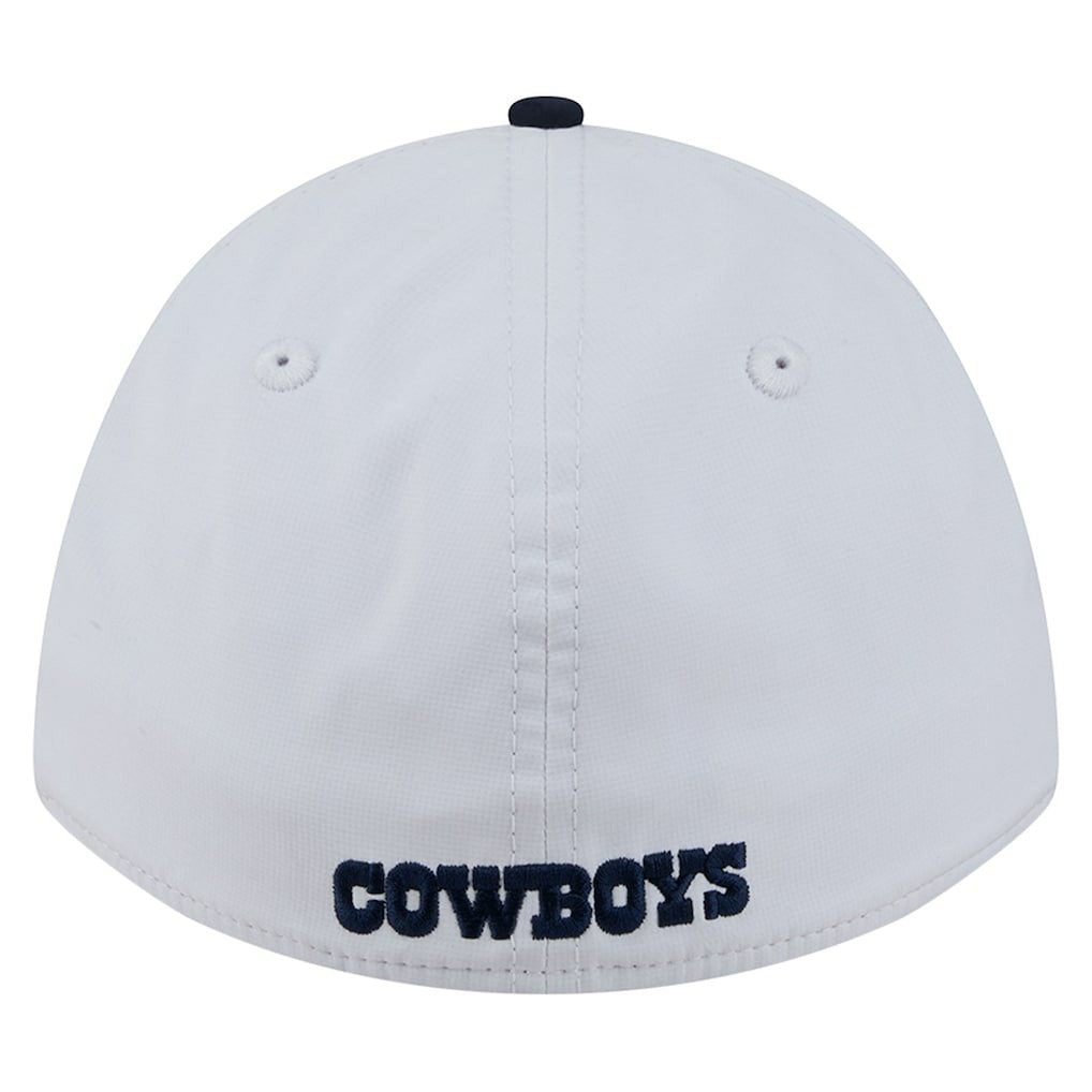 Dallas Cowboys New Era Patch 39THIRTY A-Frame M-Crown Perforated Flex Hat White/Navy | NFL
