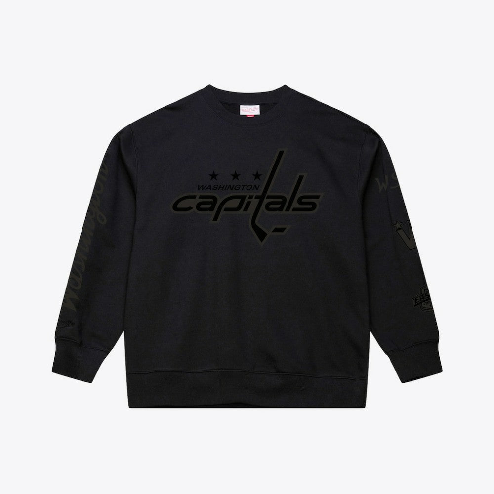 Washington Capitals Mitchell & Ness Phantom Fleece Crew Neck Sweatshirt - Black - NHL
