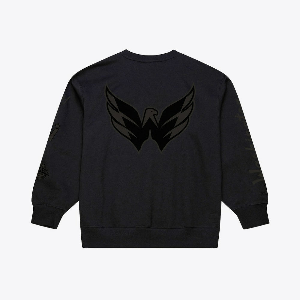 Washington Capitals Mitchell & Ness Phantom Fleece Crew Neck Sweatshirt - Black - NHL
